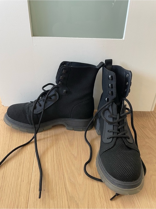 MIA Shoes - MIA Black Combat Mesh Lace-Up Boots